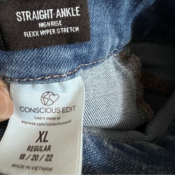 Express Straight Ankle High Rise Flexx Hyper Stretch Jeans Size XL - Picture 12 of 13